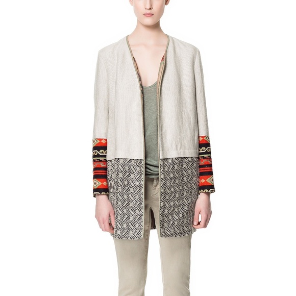 Zara Rustic Combination Linen Coat - Picture 1 of 8